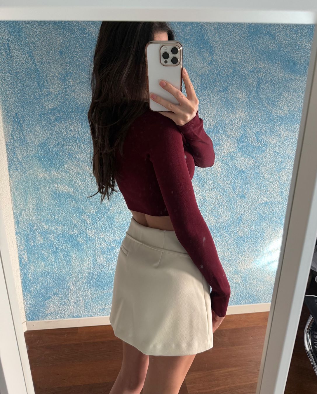 Zara Top: Bordeaux rotes Zara crop longsleeve – Usato da Altendorf venduto da am9j_nt 1