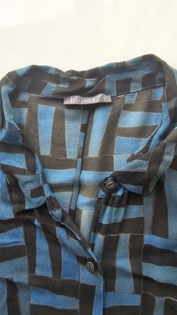 Damen Bluse Muster blau/schwarz Grösse L neuwertig