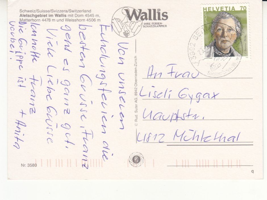 Cartoline postali: Aletschgebiet 1997 – Usato da Bürglen TG venduto da StampGraf 1