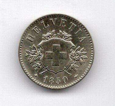 Tutti le monete: (1079) Schweiz, 20 Rappen, 1850, Super, stgl – Usato da Rüthi (Rheintal) venduto da erdnuessli1