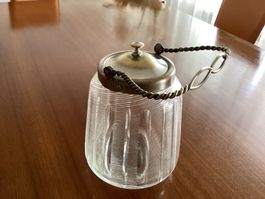 Alte Keks- oder Konfektdose aus Glas, Sammelobjekt