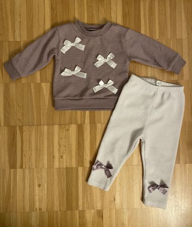 Baby outfit set with bows, size 80, 9 - 12 months