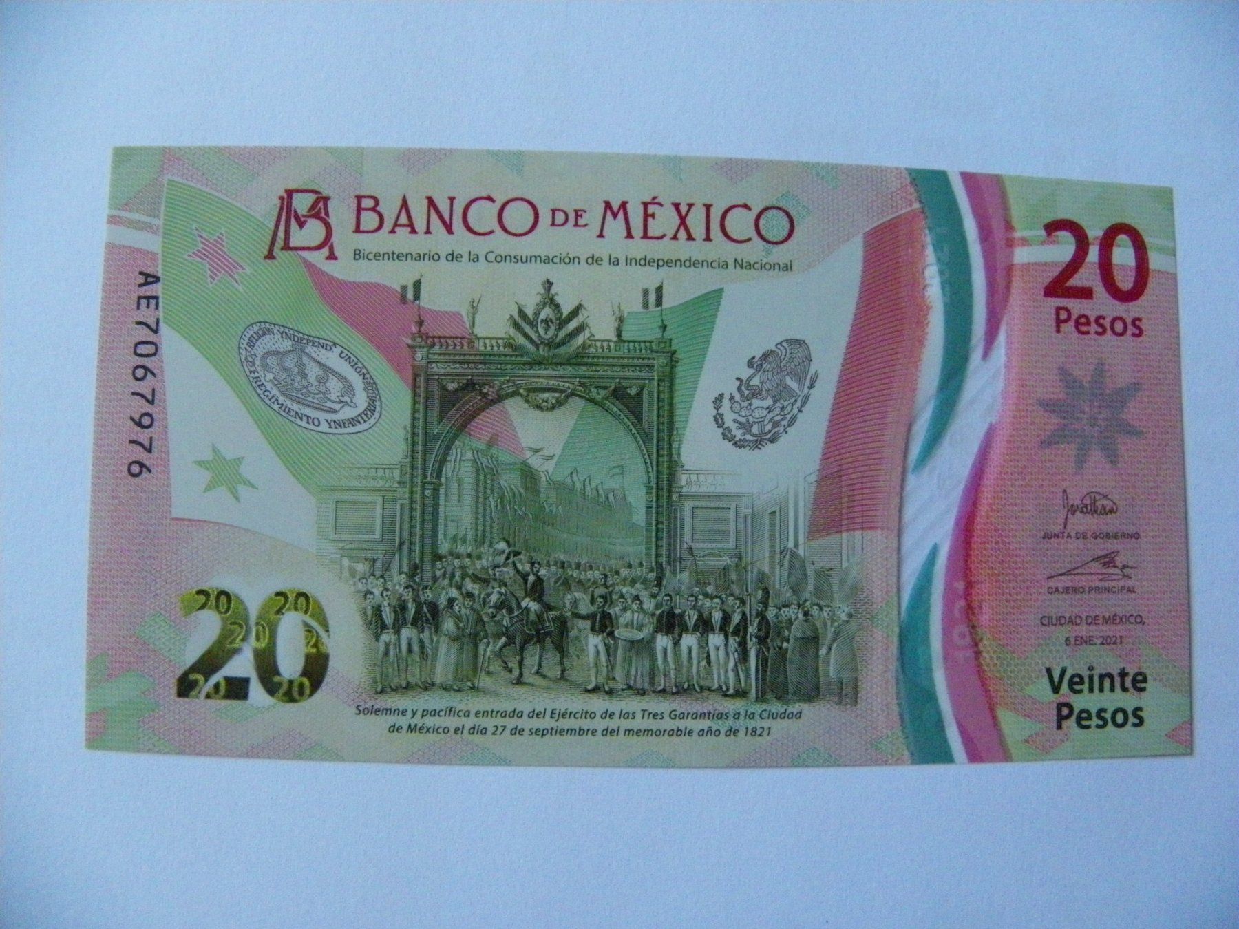Banconote: Mexico 20 Pesos Commemorative 2021, Polymer Unc – Nuovo (secondo la descrizione) da Untersiggenthal venduto da Gas61