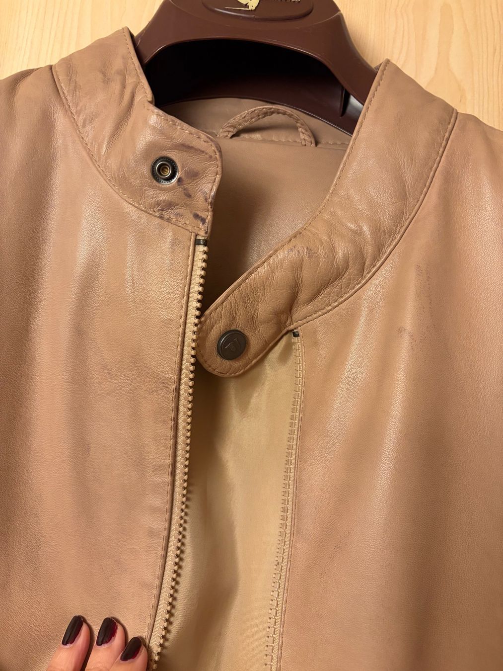 Trussardi Giacche: Veste Trussrdi en cuir beige taille 46 avec défaut – Usato da Vallamand venduto da rom_z7q6 5