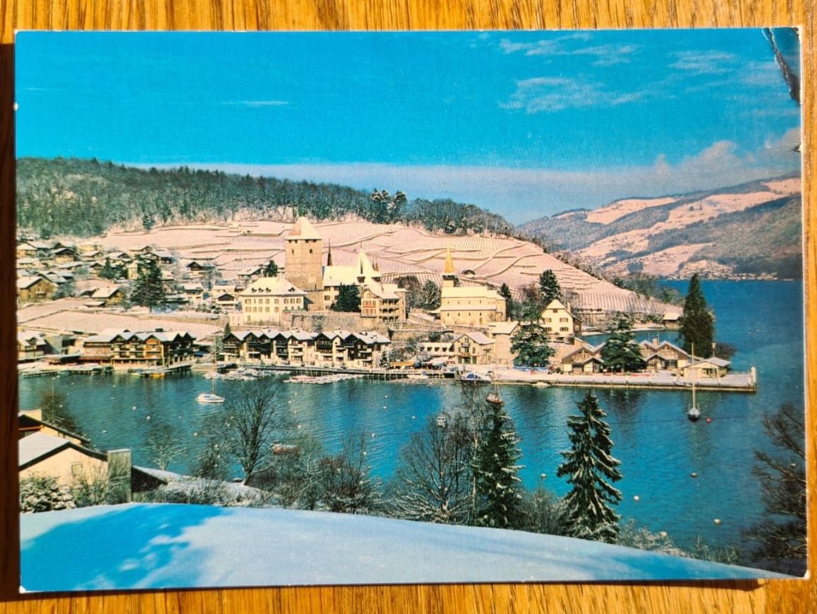 Cartoline postali: Spiez am Thunersee  mit Schloss, Ansichtskarte – Nuovo (secondo la descrizione) da Winkel venduto da Heuresis