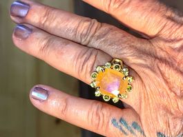 ❤️‍🔥Yellow Sapphire & Gemstones SS925 14k Gold Vermeil Ring