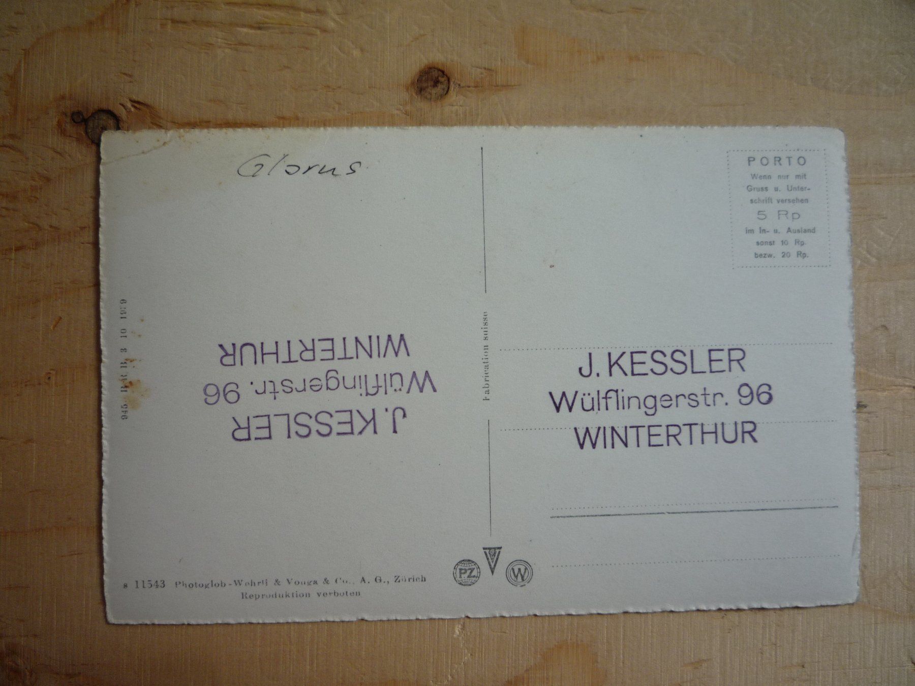 Cartoline postali: Glarus, s 11543 – Usato da Rieden SG venduto da Brockehuesli 2