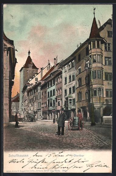 Cartoline postali: Schaffhausen, Oberthor, Apotheke, Gesch – Usato da Berlin venduto da bartko-reher
