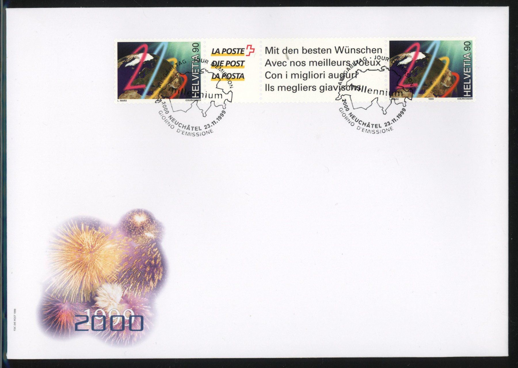 Tutti i francobolli: 1999, FDC, Millennium, (Nr. 985) Grossformat E6 – Usato da Willisau venduto da Vollstempel
