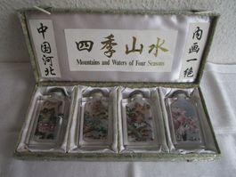 4 Chinesische Snuff-Flaschen Glas handbemalt