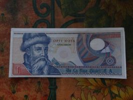 SUISSE  1  Specimen  De la Rue Giori  Gutenberg  Billet