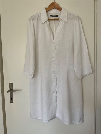 BACKSTAGE 100% Leinen Kleid Gr 4 M weiss