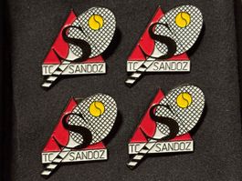 4 alte TC Sandoz Basel Tennis Pins Danasan