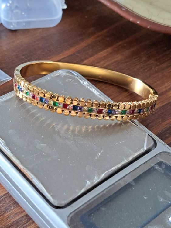 Bracelet Argent Zircone 4 Pierres Jaune Plaque Or 608167 main image 1