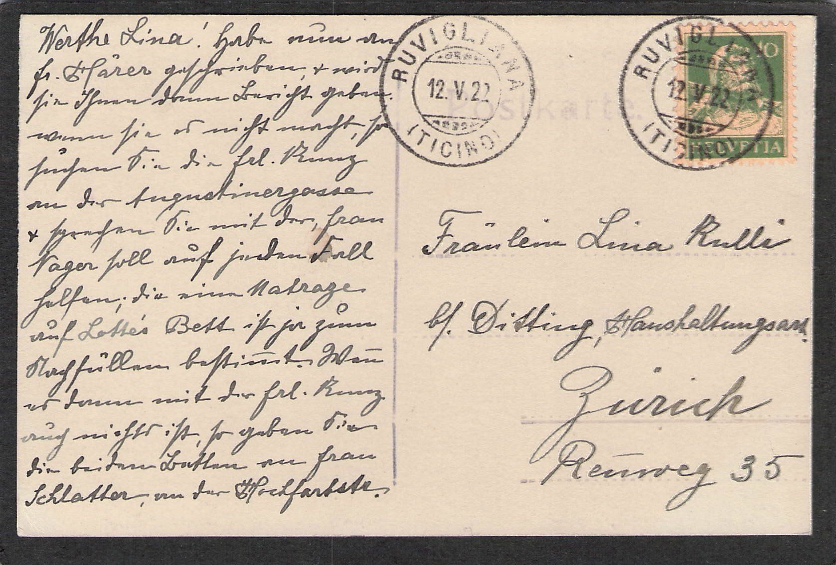 Cartes postales: ,Chiesa di Castagnola , 1922 – D'occasion à Reichenburg par ibiza18 1