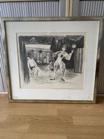 Lithographie: Zirkus Szene, handsigniert, gerahmt!