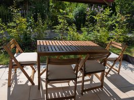 IKEA NÄMMARÖ Gartenset – Tisch + 4 Klappstühle inkl. Kissen