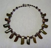 Collier en jaspe + Argent 925 / Halskette 1-reihig, Jaspis