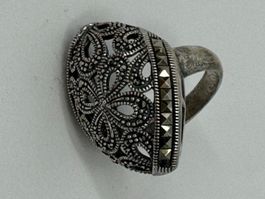Bague argent vintage marcasite taille 53