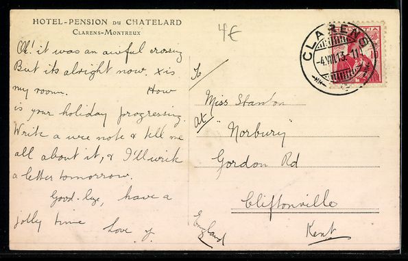 Cartes postales: AK Clarens, Hotel-Pension du Chatelard – D'occasion à Berlin par bartko-reher 1