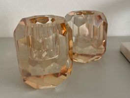 2er Set Kerzenständer, Glas, beige, Maison du Monde