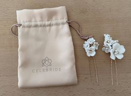 Celebride Haarnadeln mit Emailblumen & Perlen  Neu