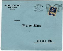 Perfin G.V. auf Firmencouvert von WINTERTHUR nach HALLE a/S