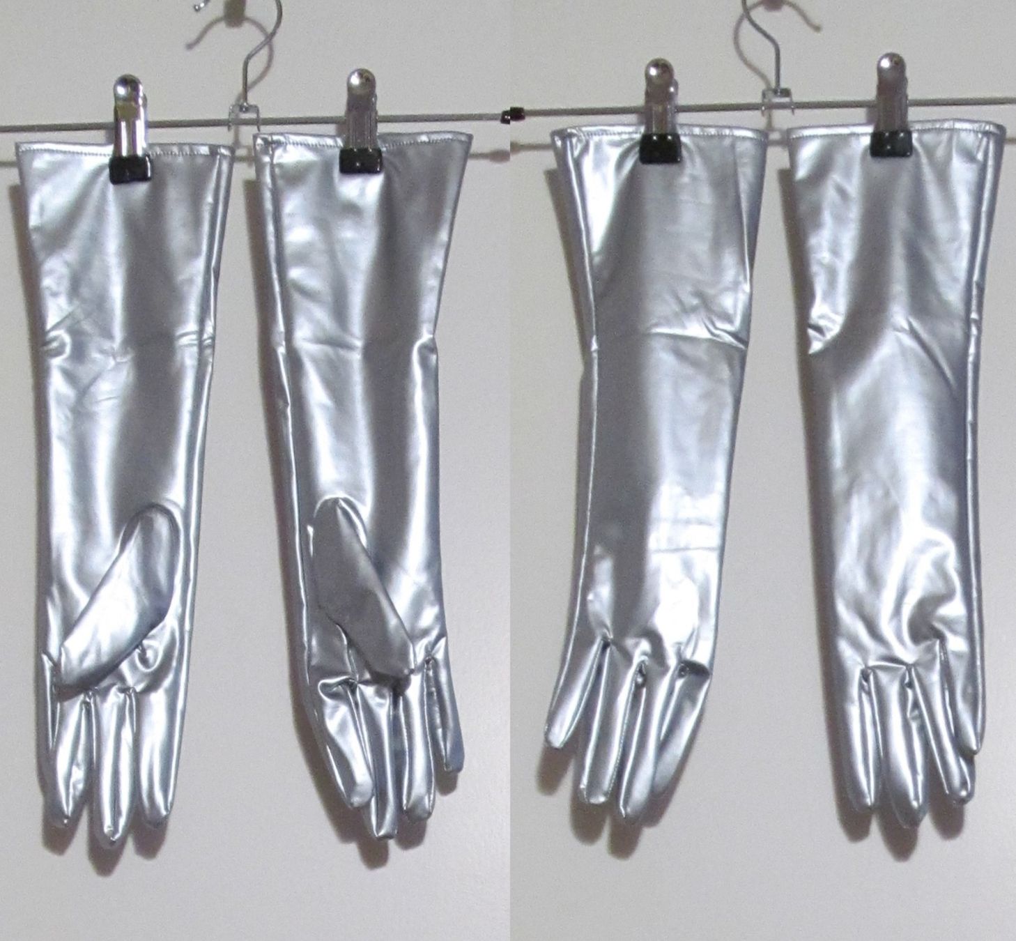 Guanti & manicotti: NEU + OVP  silberne Lackhandschuhe unterarmlang – Nuovo e nell'imballaggio originale da Münchenbuchsee venduto da lu-99