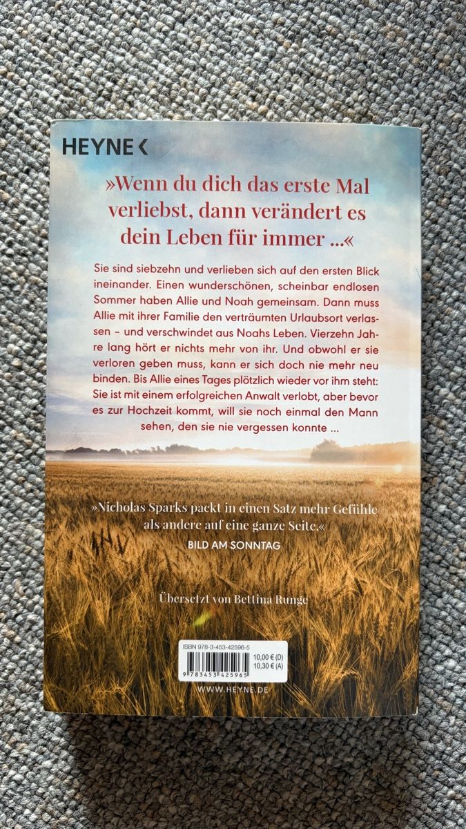 Libri: Nicholas Sparks - wie ein einziger Tag – Usato da Berg TG venduto da Miriam.7.7 1