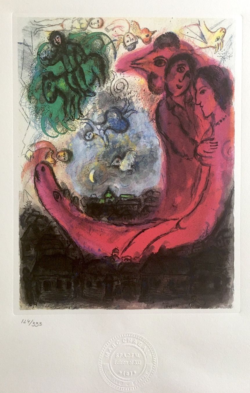 Grafica & Litografie: Marc Chagall "Traumpaar" Zinkätzung – Usato da Nennigkofen venduto da Sommersonnen 1