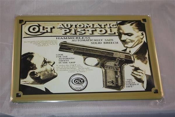 Insegne: Blechschild - COLT AUTOMATIC PISTOL – Nuovo e nell'imballaggio originale da Rupperswil venduto da big-one-sale