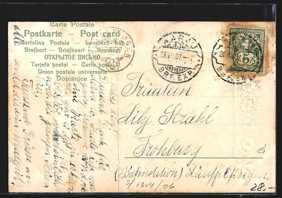 Cartoline postali: Präge-AK Aarau, Totalansicht, Passepart – Usato da Berlin venduto da bartko-reher 1