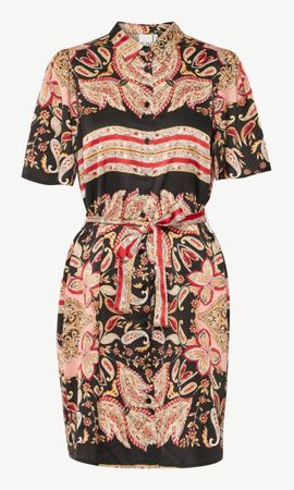 ICHI Kleid bunt gemustert Gr. 38 Sommerkleid Seide-Look...