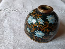 Vintage Stift Halter Tintenfass Metall Emaille 6 x 5 cm