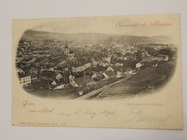 Ansichtskarte Biel 1898 gelaufen mit Stempel Liestal Box1