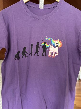 Lustiges Evolution Einhorn T-Shirt, Grösse S, Lila🦄