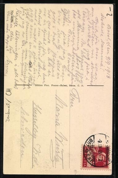 Ansichtskarten: AK Basel, St. Jakobsdenkmal, 1918 – Gebraucht aus Berlin von bartko-reher 1