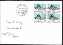 FDC Nr. 445 Viererblock ET Cham 26.9.1966