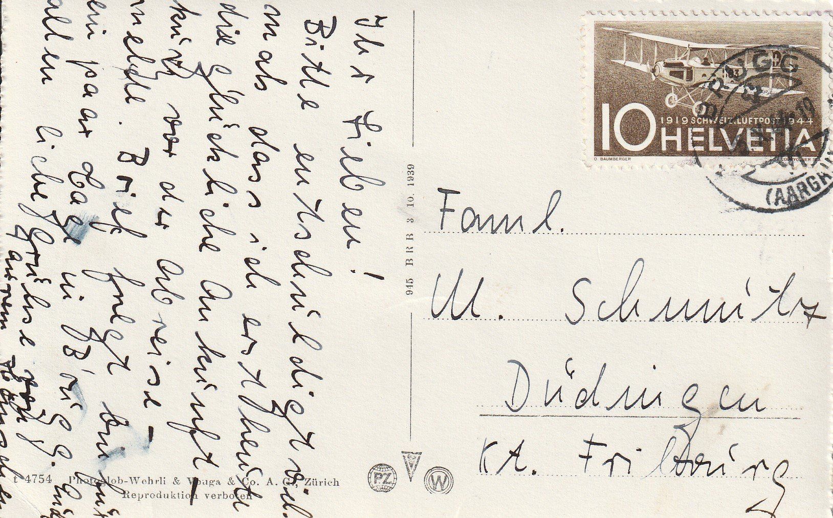 Cartoline postali: AK - Brugg - gel. 5.10.1944 – Usato da Fribourg venduto da schnalla92 1