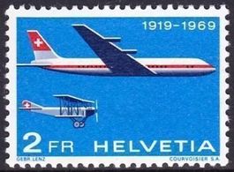 Swissair Briefmarke (Postgültig) ✈ DC-8