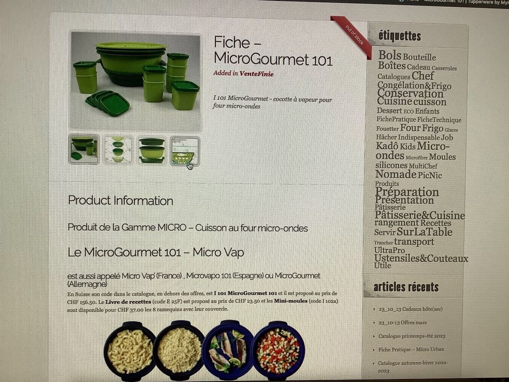 Fiche – MicroGourmet 101  Tupperware by