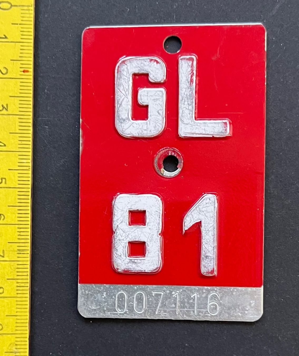 Schilder: GL 81 /  007116, Velonummer – Gebraucht aus Ostermundigen von DaxKarten-75
