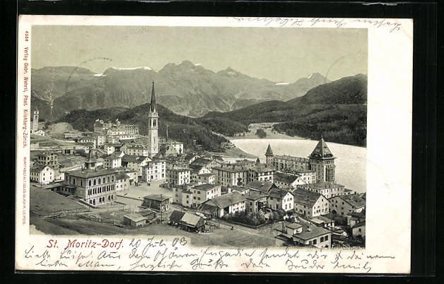 Cartoline postali: AK St. Moritz-Dorf, Ortsansicht von oben – Usato da Berlin venduto da bartko-reher