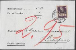 1915 Beleg o DELEMONT Einzelfr. Nr. 128c einwandfrei ab 1.-