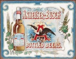 Rusty Blechschild-ANNHEUSER-BUSCH BOTTLE - 40 x 31 cm