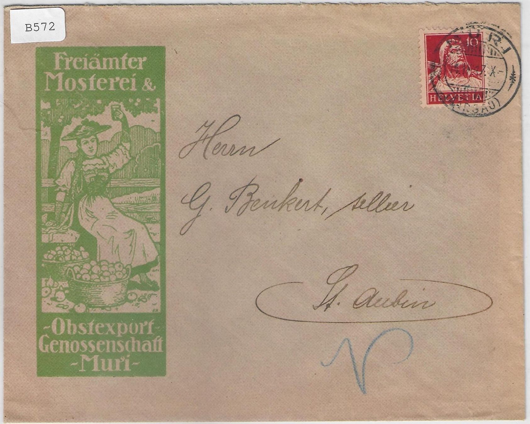 Alle Briefmarken: Muri AG 14.IX.17 Freiämter Mosterei & – Gebraucht aus Ettingen von Kartenplanet