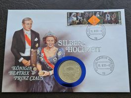 Numisbrief Königin Beatrix/ Prinz Claus Silberhochzeit