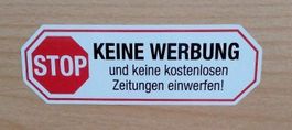 Aufkleber für Briefkasten "Stop keine Werbung" (10 x 3,2 cm)