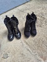 Bottes noir lacets talon bloc Fendi et simili cuir T37