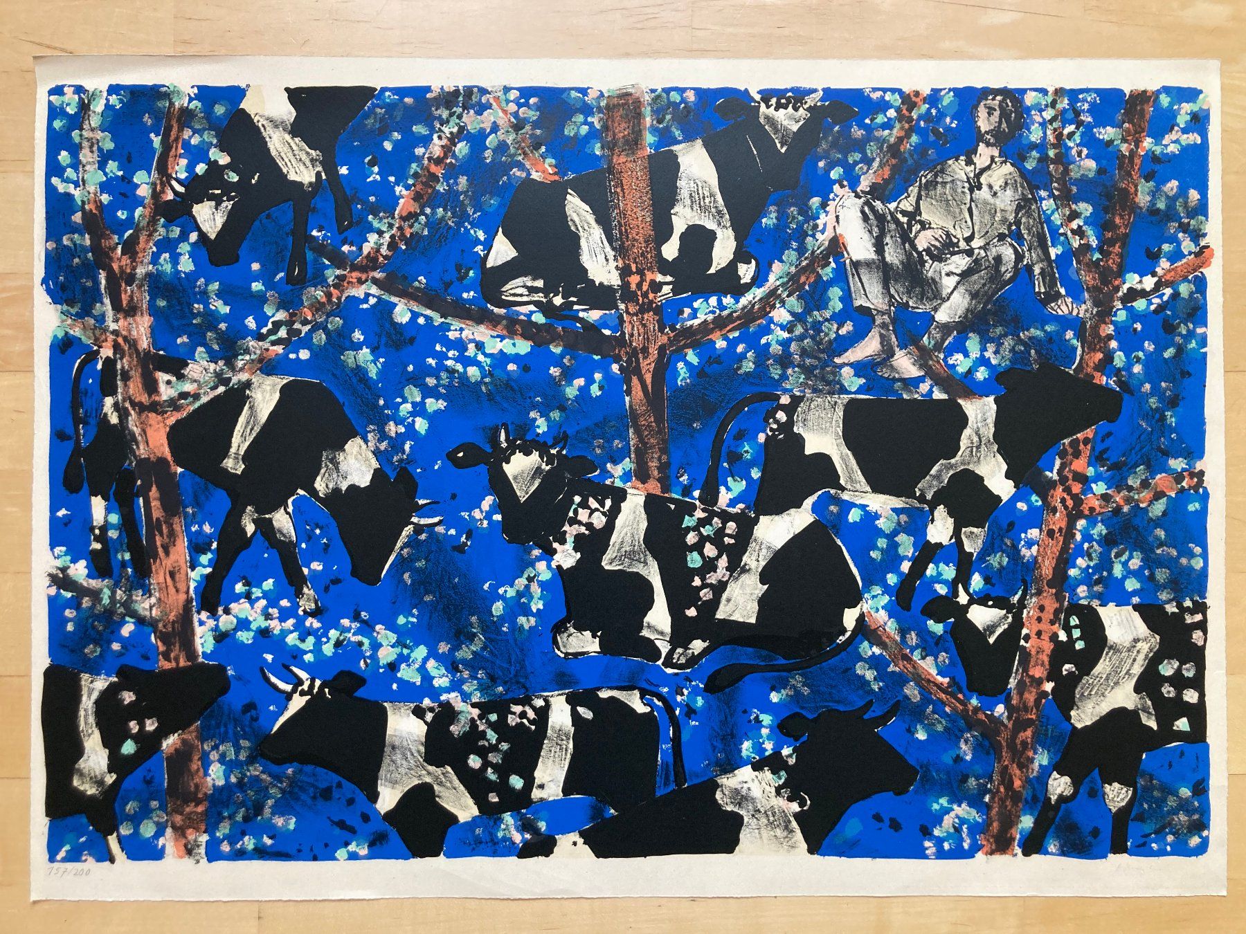 Grafica & Litografie: Max Hunziker, Kühe, 1965 – Usato da Zürich venduto da egls